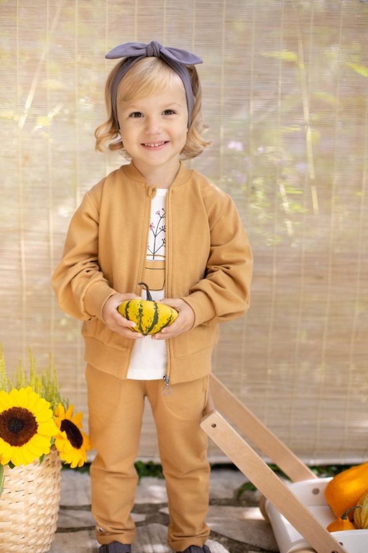 Spodnie dresowe dziewczęce, musztardowe, Pinokio