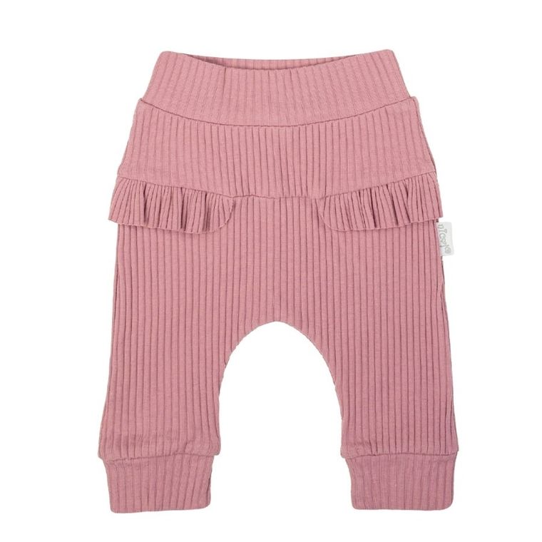 Spodnie dresowe dziewczęce, prążkowane, różowe, Nicol