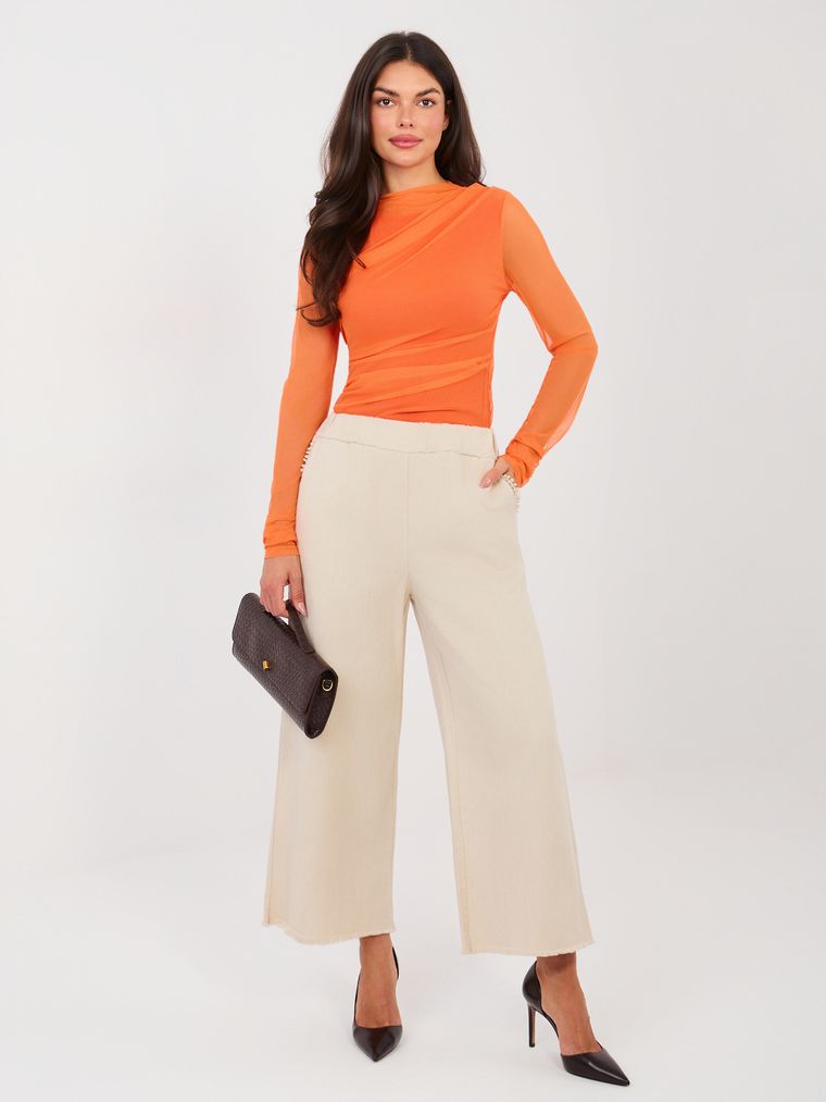 Spodnie jeansowe damskie, beżowe, Italy Moda
