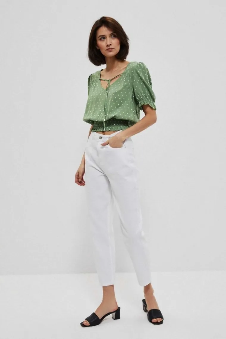 Spodnie jeansowe damskie, białe, Moodo