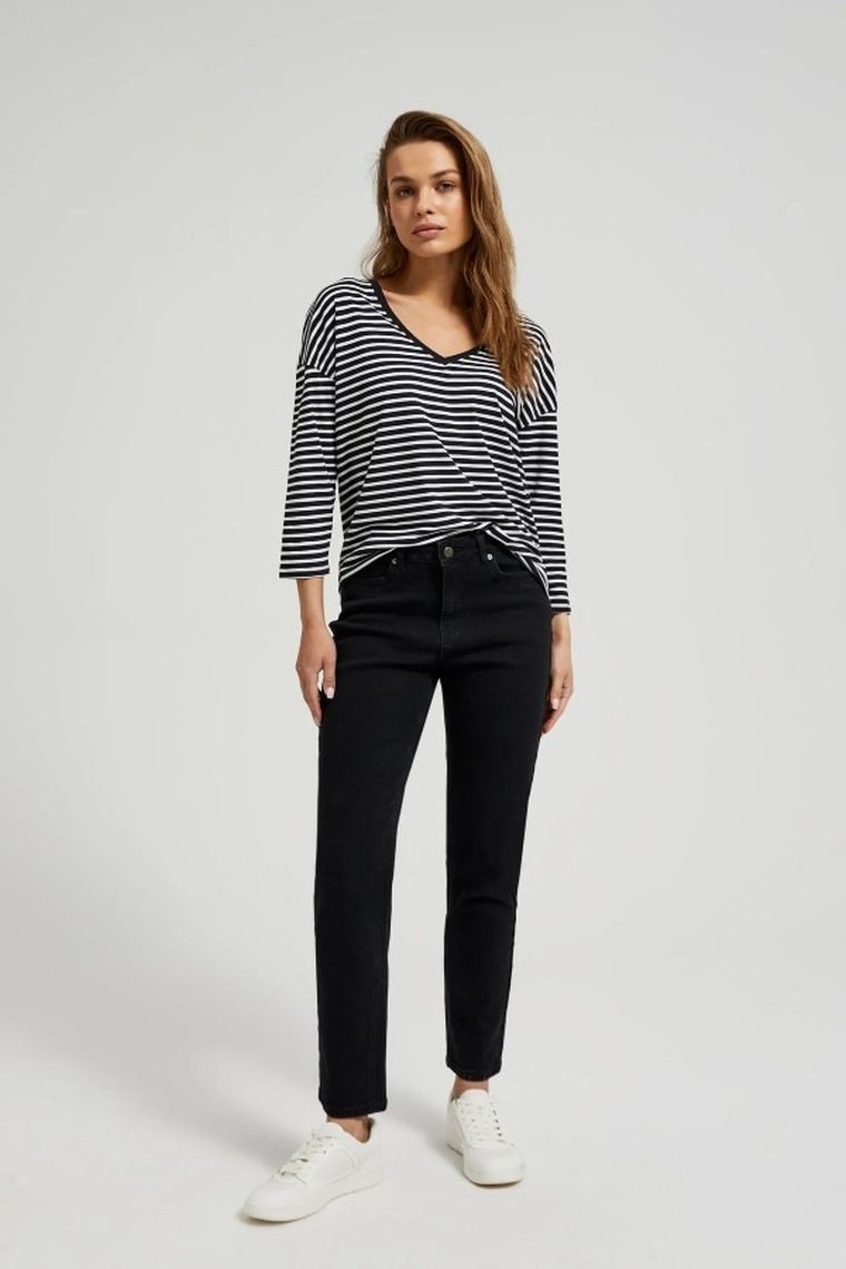 Spodnie jeansowe damskie, czarne, Moodo