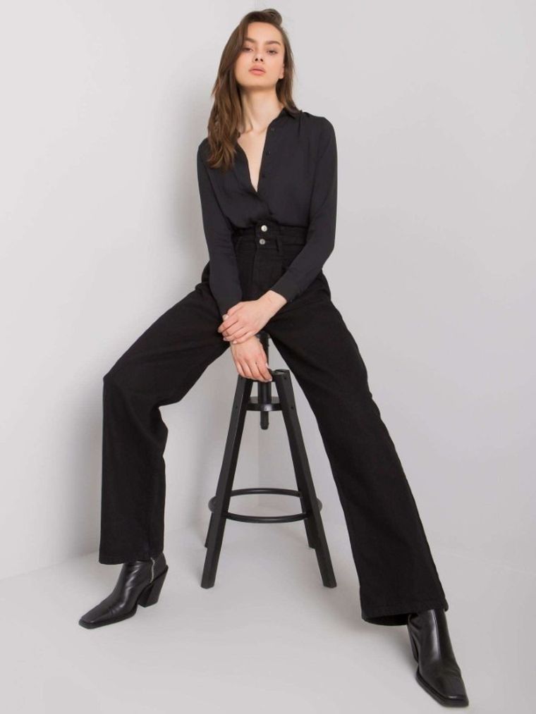 Spodnie jeansowe damskie, czarne, Moonart