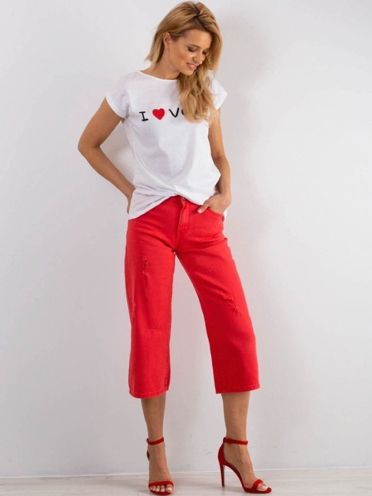 Spodnie jeansowe damskie, czerwone, Factory Price