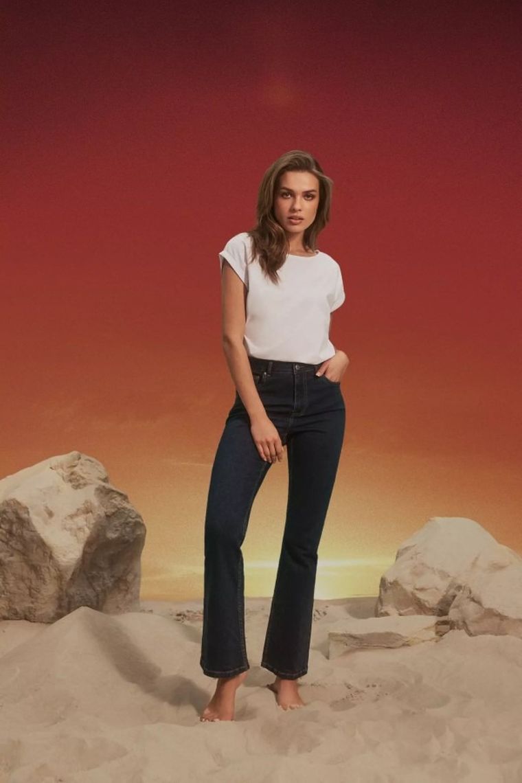 Spodnie jeansowe damskie, granatowe, Moodo