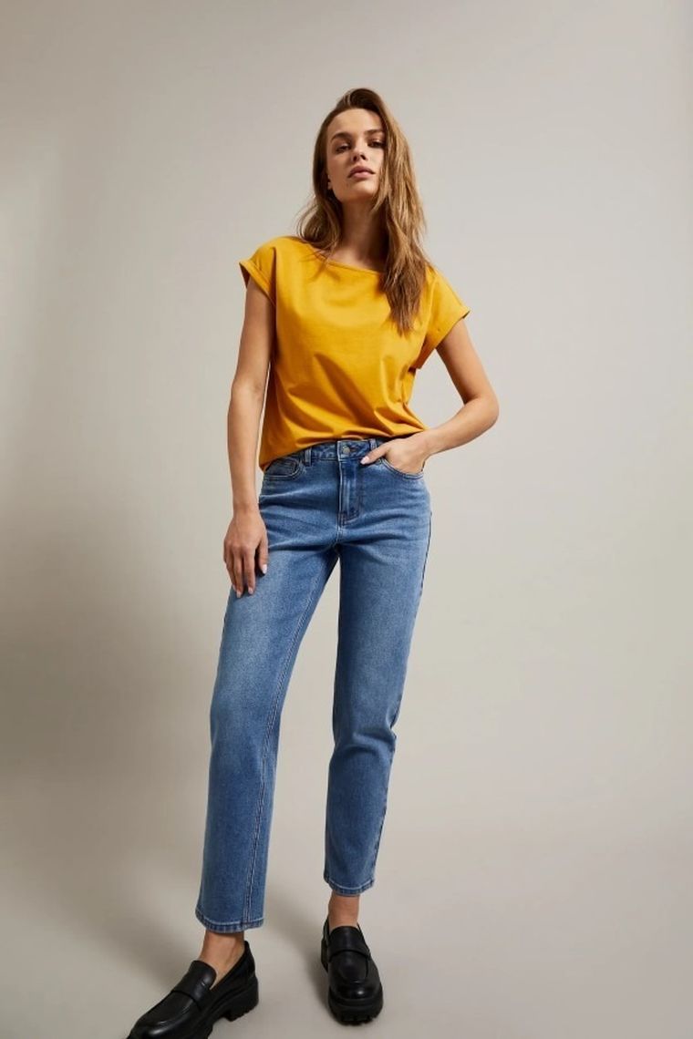 Spodnie jeansowe damskie, granatowe, Moodo