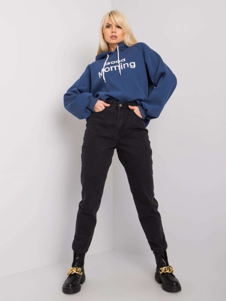 Spodnie jeansowe damskie, mom fit, czarne, Rue Paris