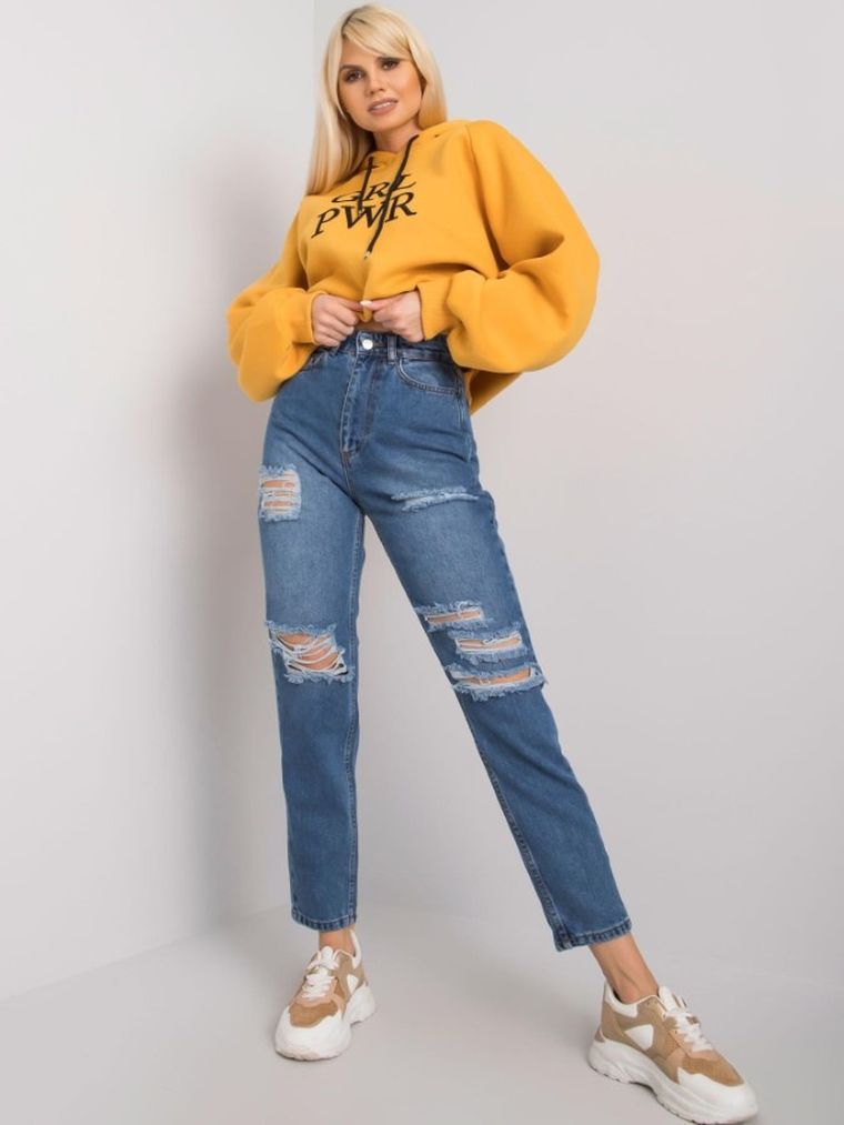 Spodnie jeansowe damskie, mom fit, denim, Rue Paris