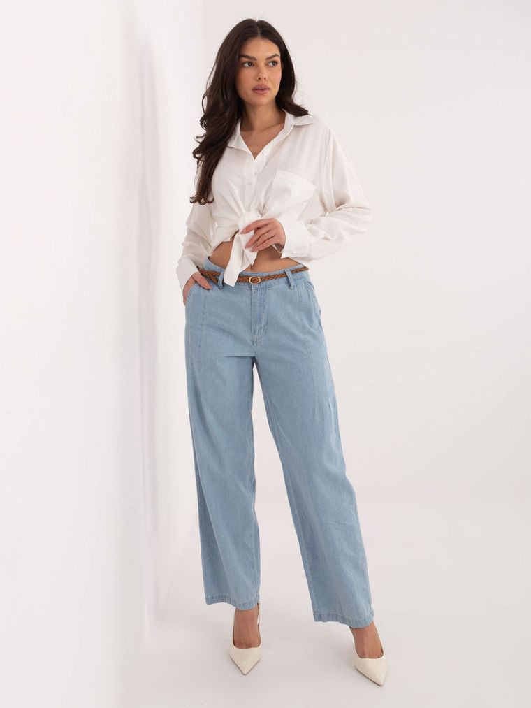 Spodnie jeansowe damskie, wide, niebieskie, Sublevel