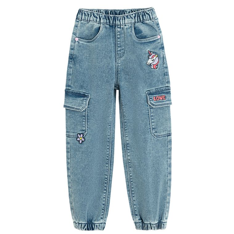 Spodnie jeansowe jogger z aplikacjami Cool Club