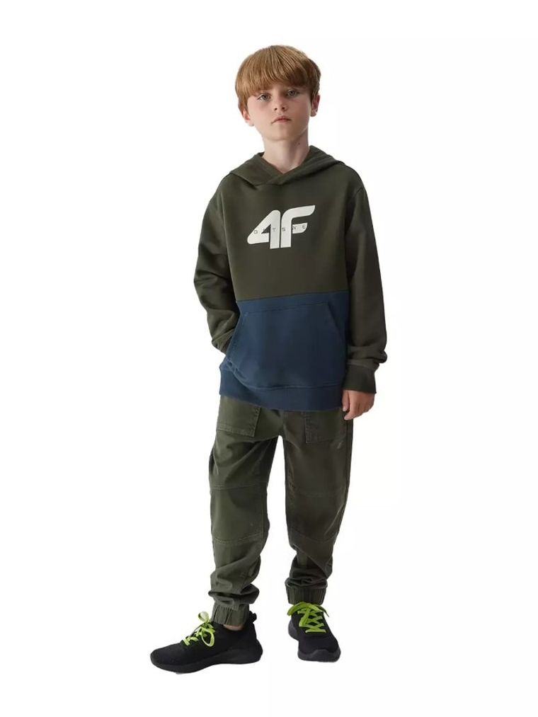 Spodnie materiałowe chłopięce, khaki, 4F