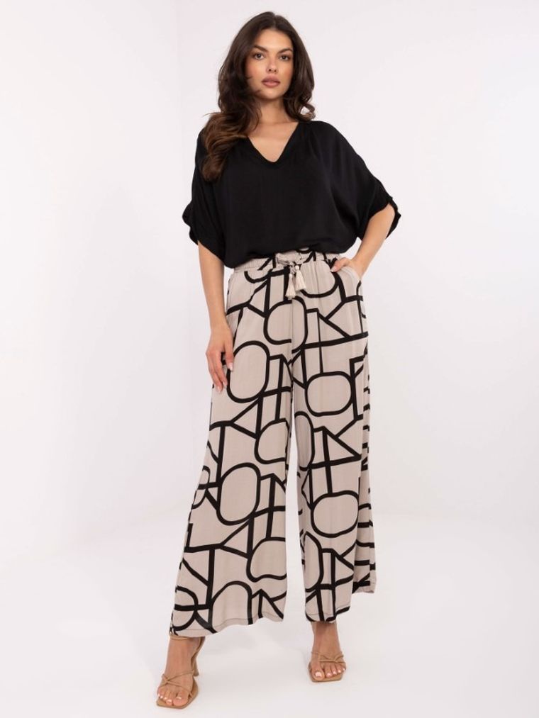 Spodnie materiałowe damskie, beżowe, Sublevel