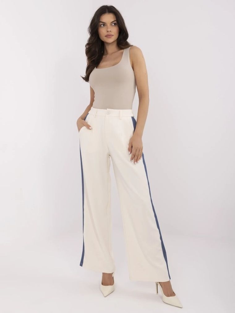 Spodnie materiałowe damskie, beżowe, Vinceotto