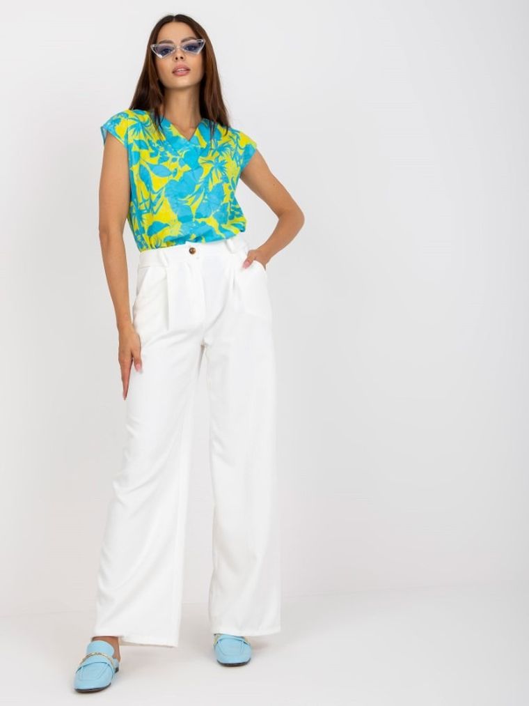 Spodnie materiałowe damskie, białe, Italy Moda