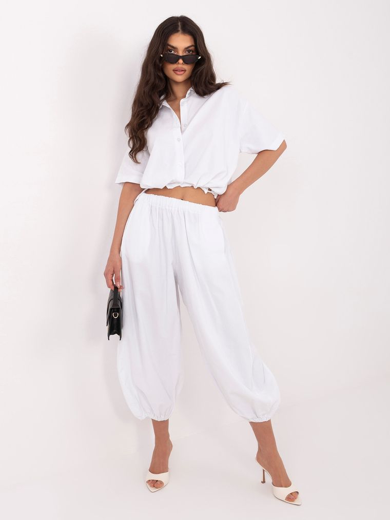 Spodnie materiałowe damskie, białe, Italy Moda