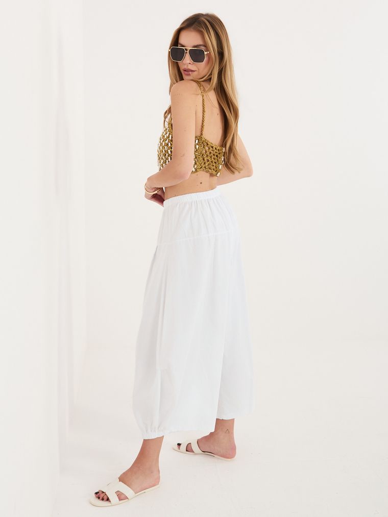 Spodnie materiałowe damskie, białe, Italy Moda