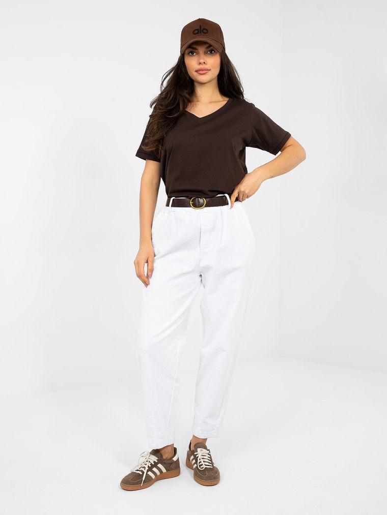Spodnie materiałowe damskie, białe, Italy Moda