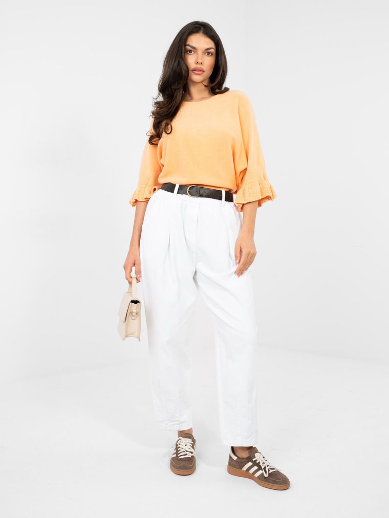 Spodnie materiałowe damskie, białe, Italy Moda