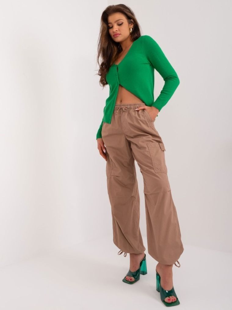 Spodnie materiałowe damskie, brązowe, Sublevel