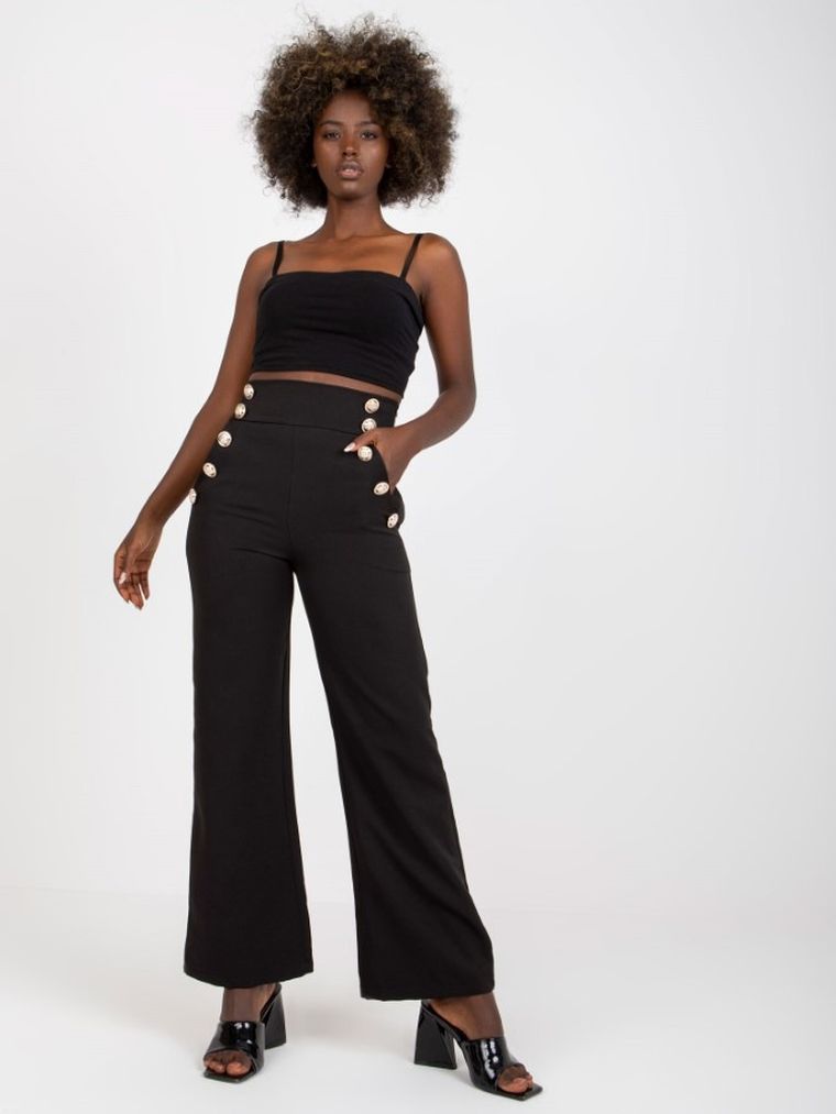 Spodnie materiałowe damskie, czarne, Italy Moda