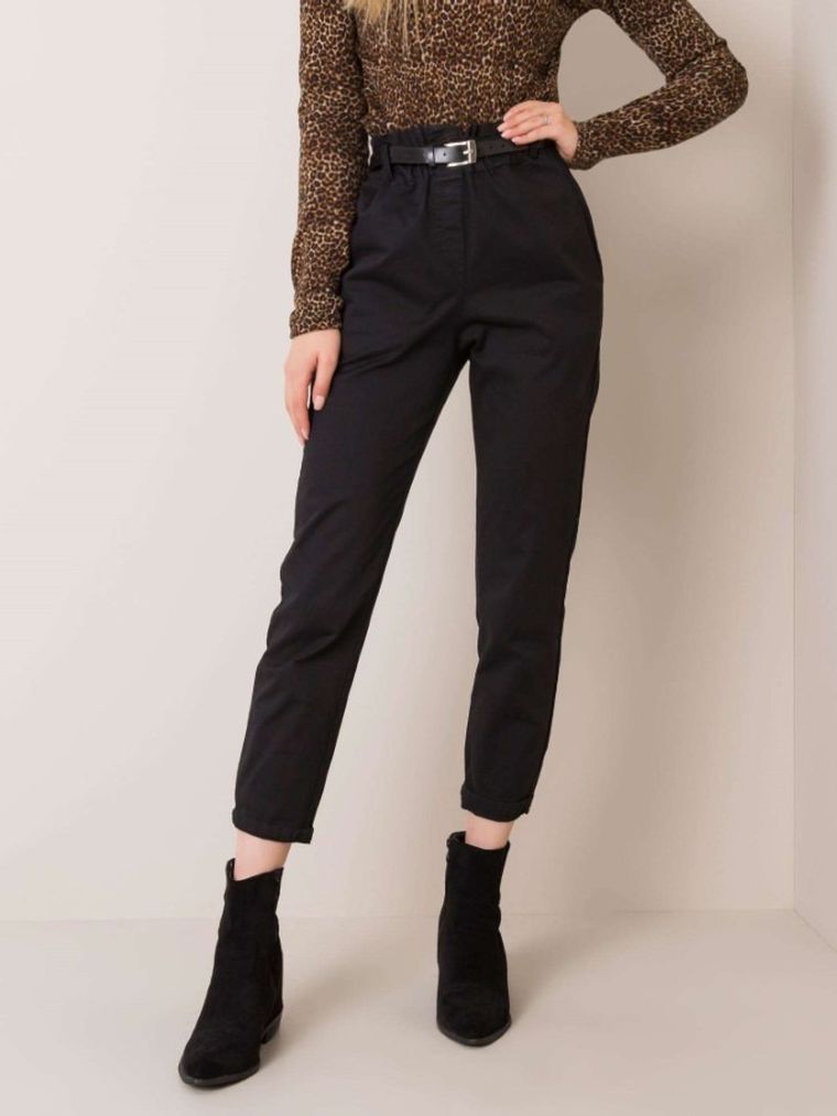 Spodnie materiałowe damskie, czarne, Italy Moda