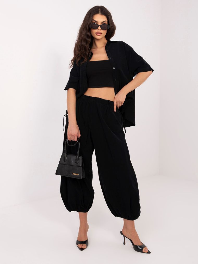 Spodnie materiałowe damskie, czarne, Italy Moda