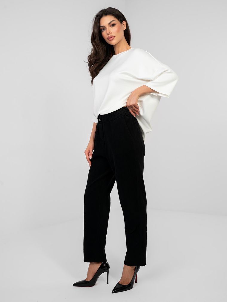 Spodnie materiałowe damskie, czarne, Italy Moda