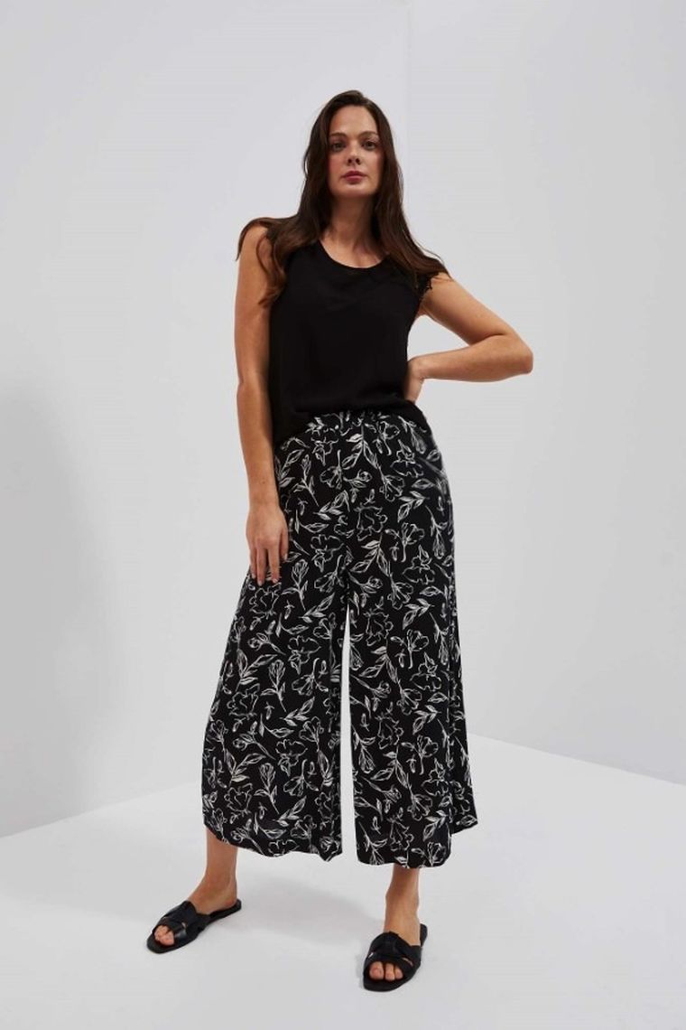 Spodnie materiałowe damskie, czarne, Moodo