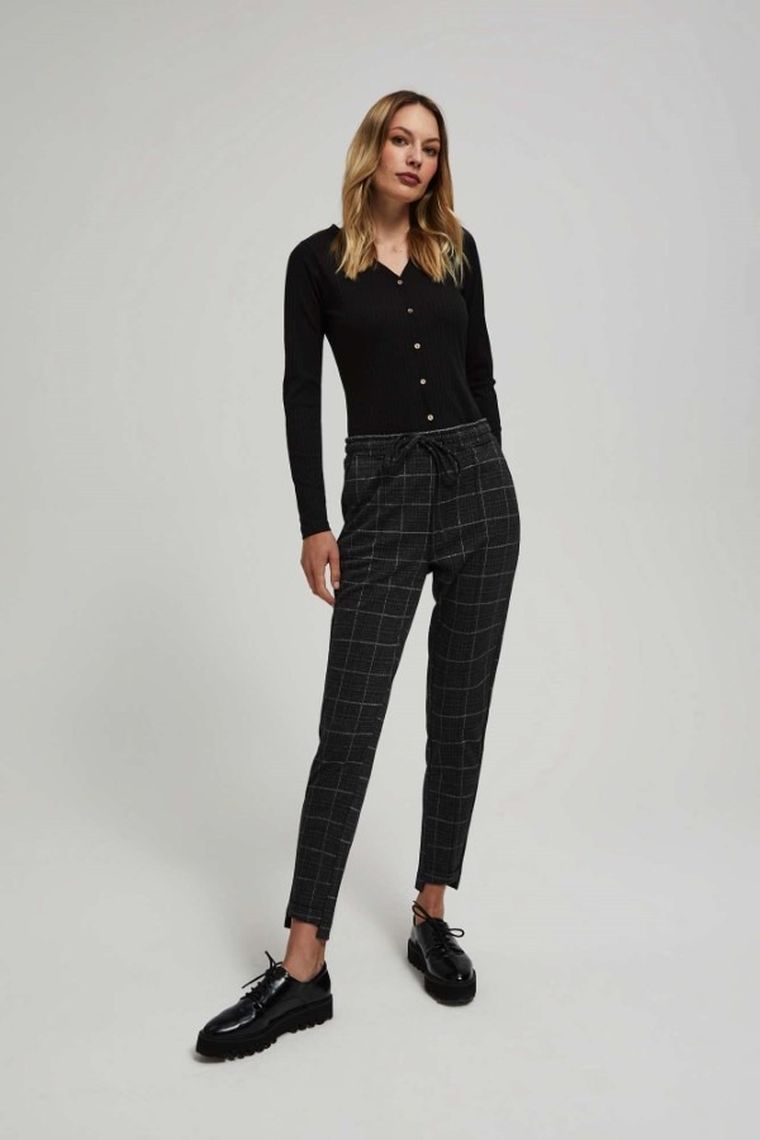 Spodnie materiałowe damskie, czarne, Moodo