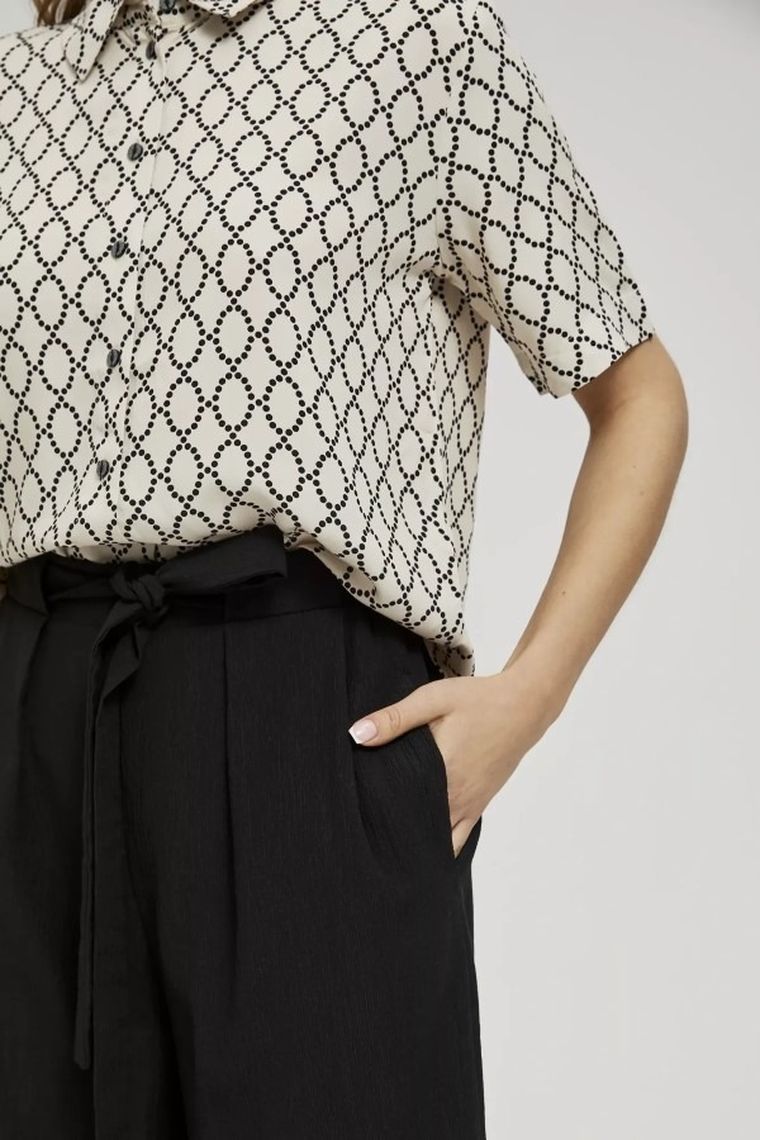 Spodnie materiałowe damskie, czarne, Moodo