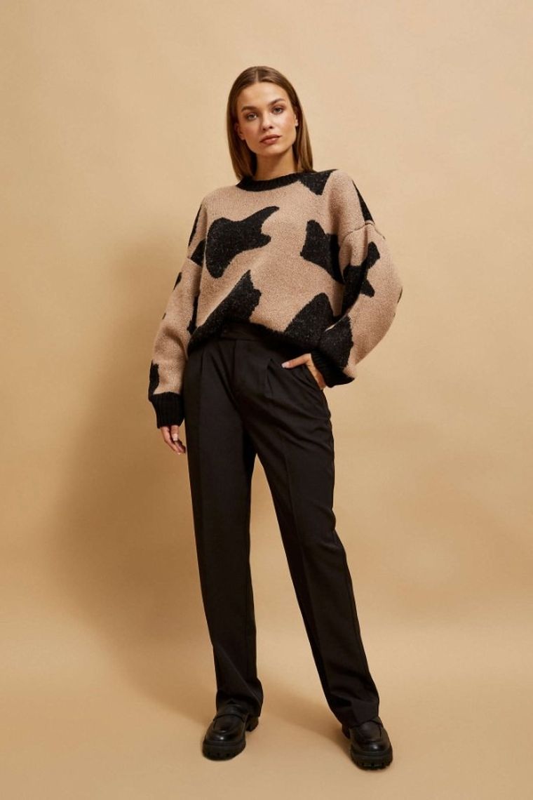 Spodnie materiałowe damskie, czarne, Moodo