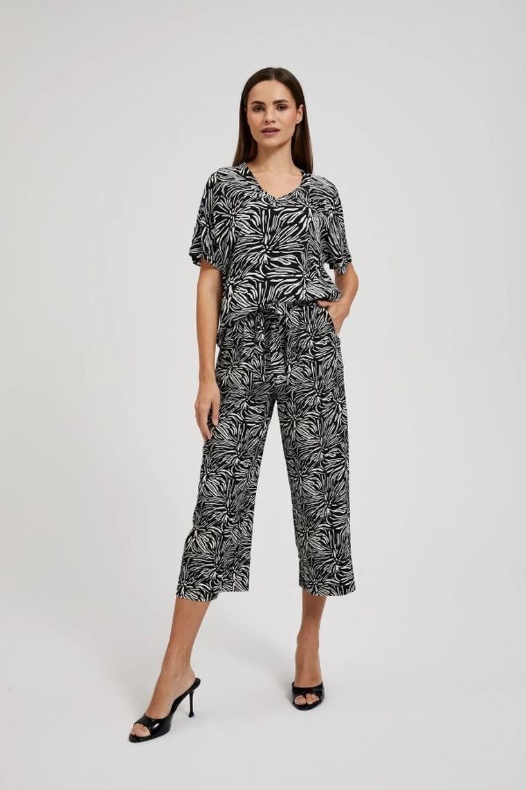 Spodnie materiałowe damskie, czarne, Moodo