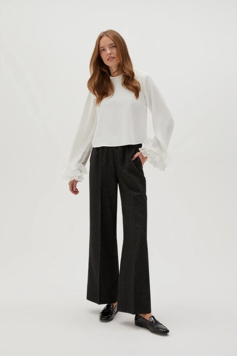 Spodnie materiałowe damskie, czarne, Moodo