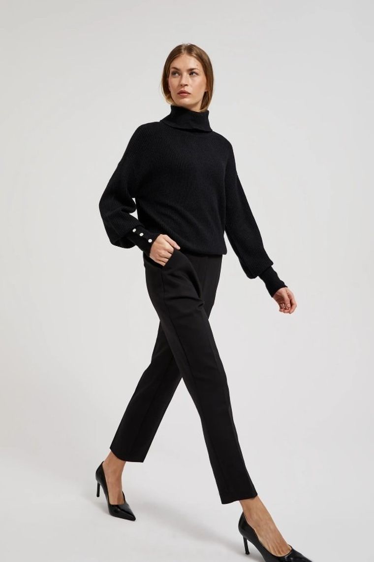 Spodnie materiałowe damskie, czarne, Moodo