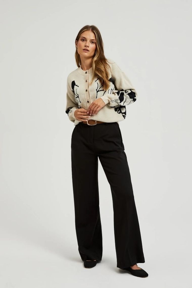 Spodnie materiałowe damskie, czarne, Moodo