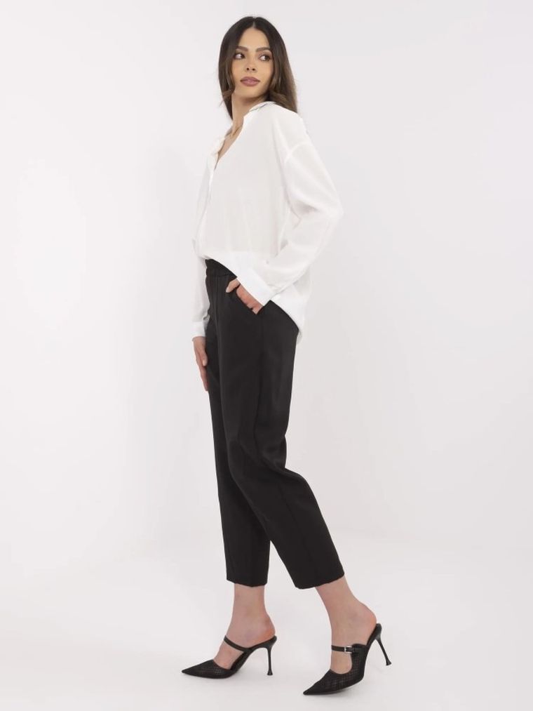 Spodnie materiałowe damskie, czarne, Och Bella