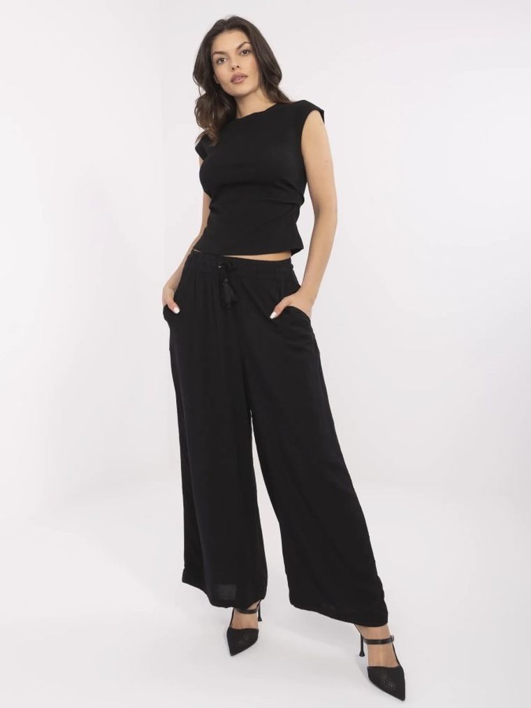 Spodnie materiałowe damskie, czarne, Sublevel