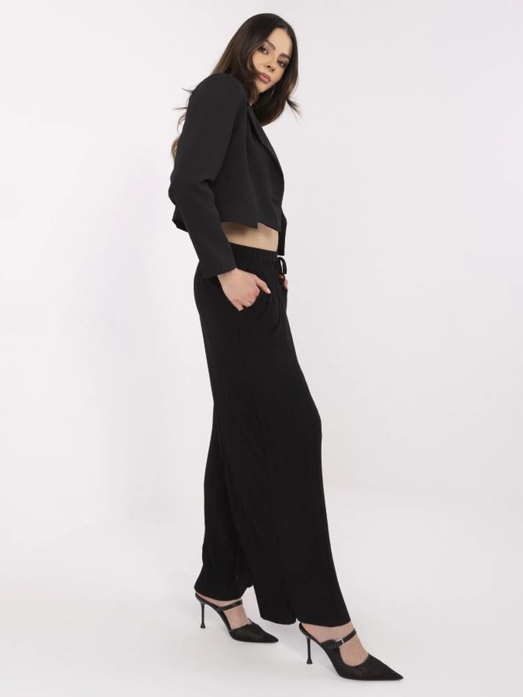 Spodnie materiałowe damskie, czarne, Sublevel