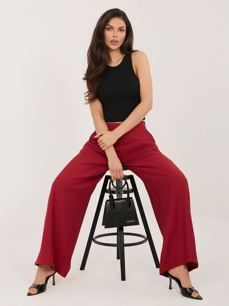 Spodnie materiałowe damskie, czerwone, Sublevel