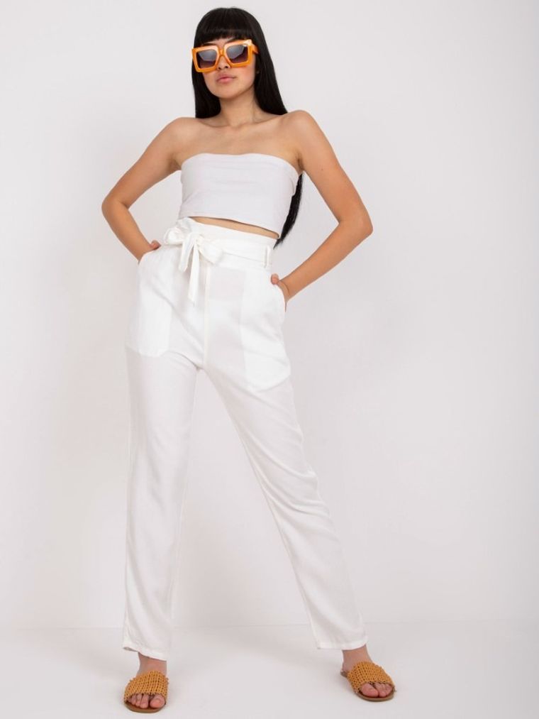 Spodnie materiałowe damskie, ecru, Factory Price