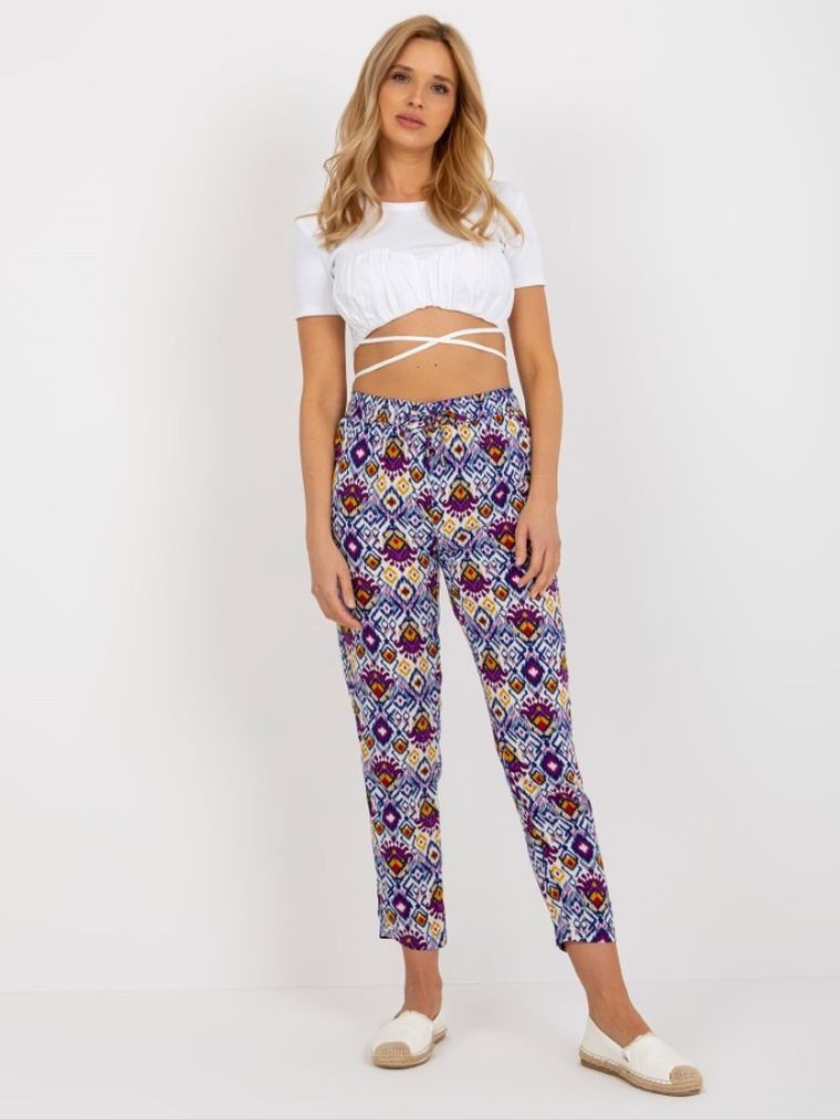 Spodnie materiałowe damskie, fioletowe, Sublevel