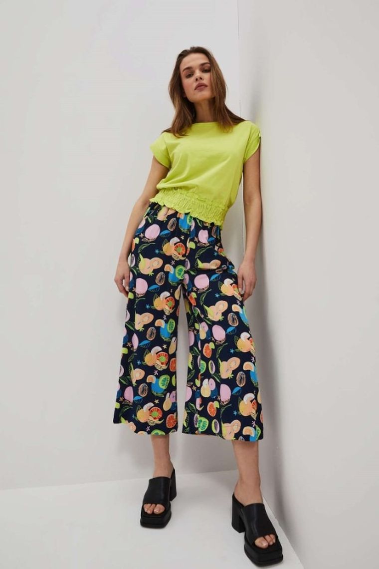 Spodnie materiałowe damskie, granatowe, Moodo