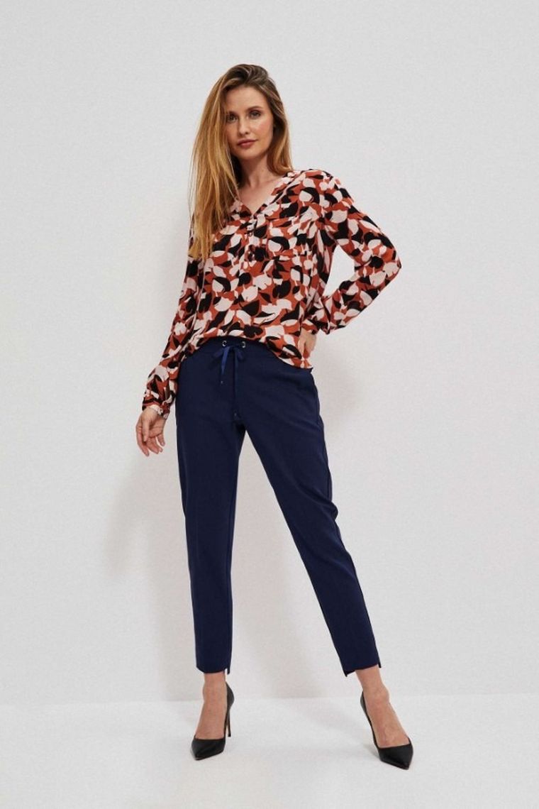 Spodnie materiałowe damskie, granatowe, Moodo