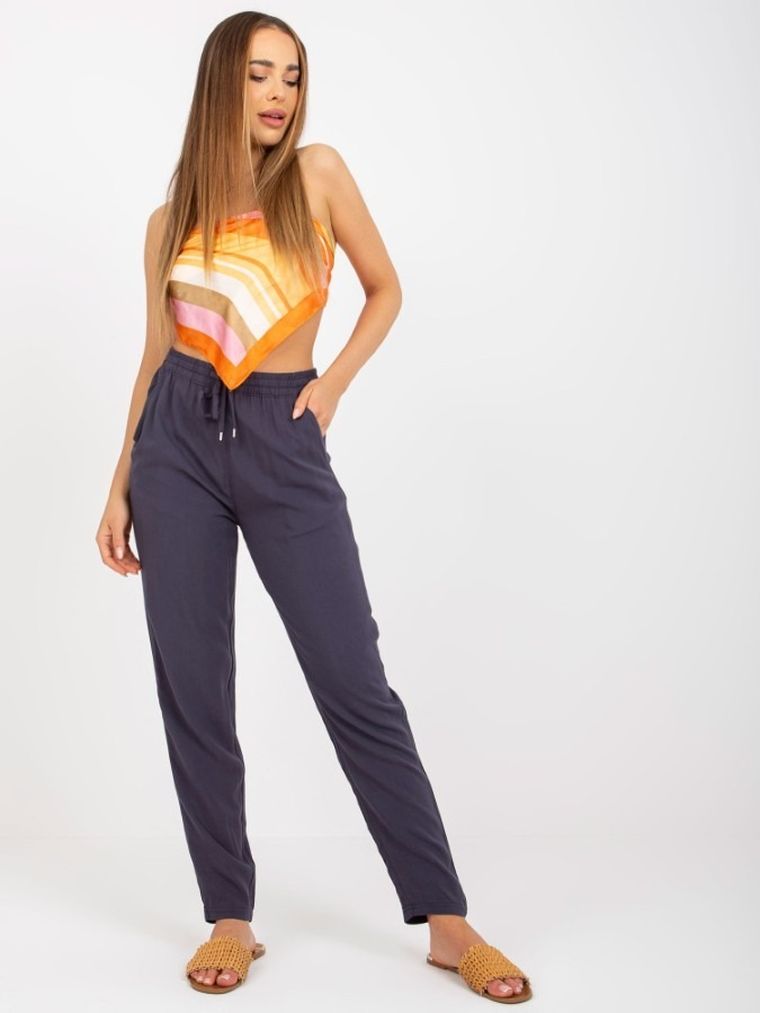 Spodnie materiałowe damskie, granatowe, Sublevel