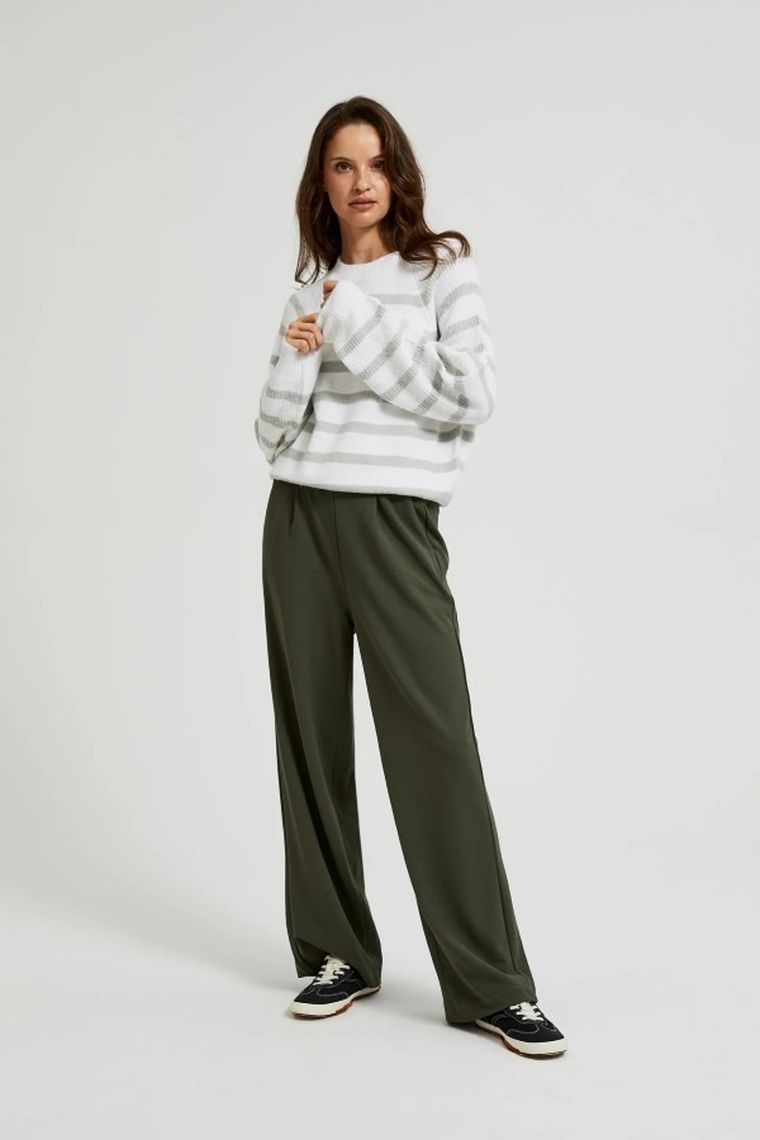 Spodnie materiałowe damskie, khaki, Moodo