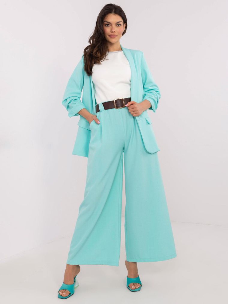Spodnie materiałowe damskie, miętowe, Italy Moda