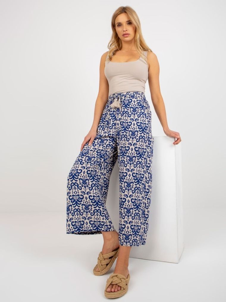 Spodnie materiałowe damskie, niebieskie, Sublevel