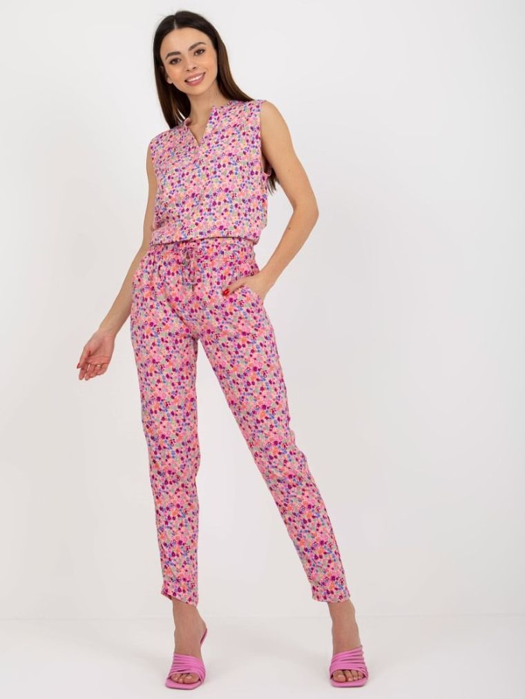 Spodnie materiałowe damskie, różowe, Sublevel