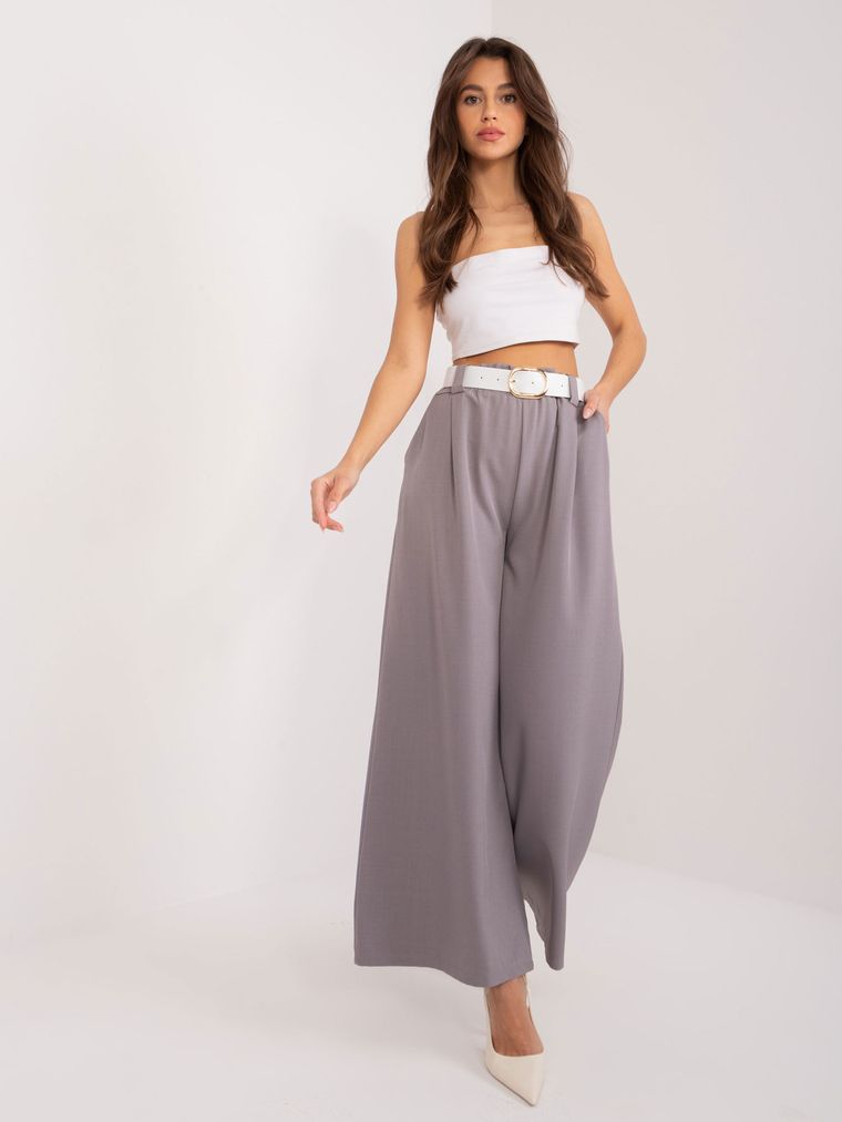 Spodnie materiałowe damskie, szare, Italy Moda