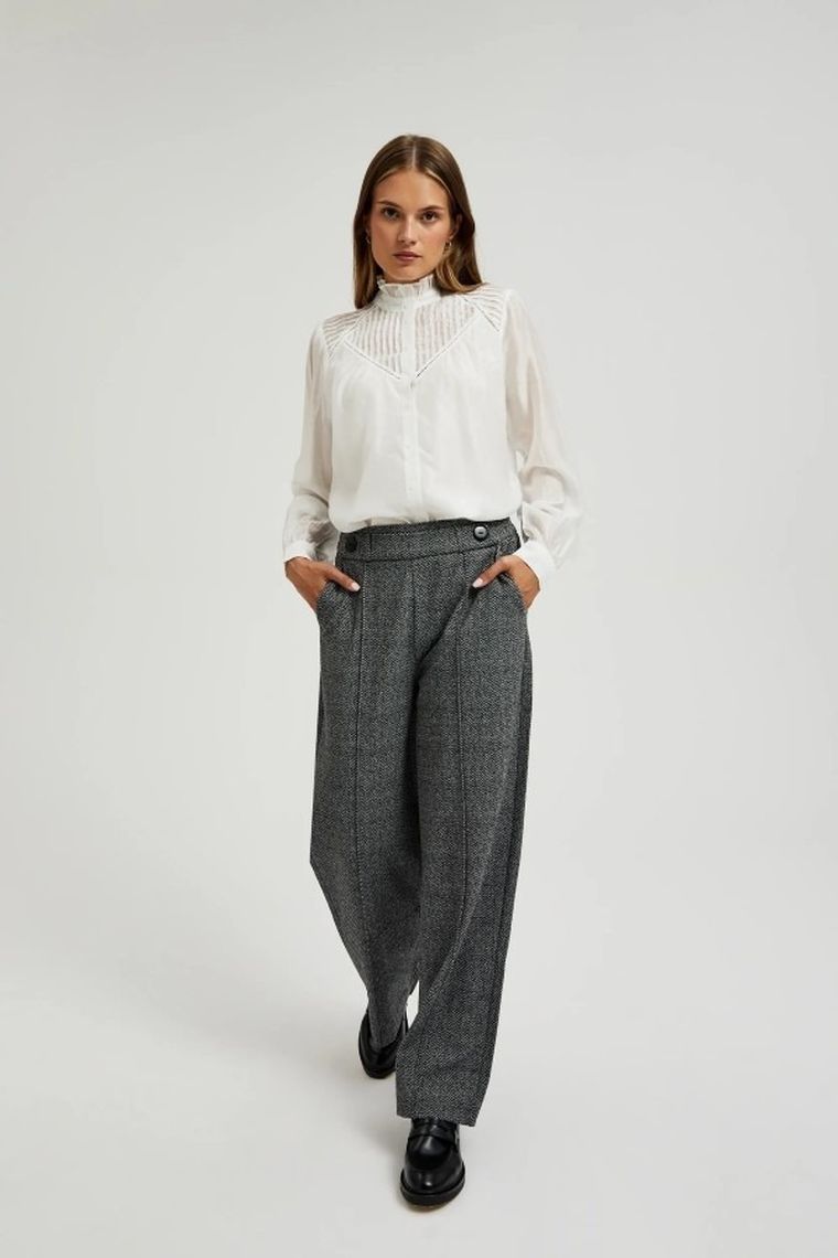 Spodnie materiałowe damskie, szare, Moodo