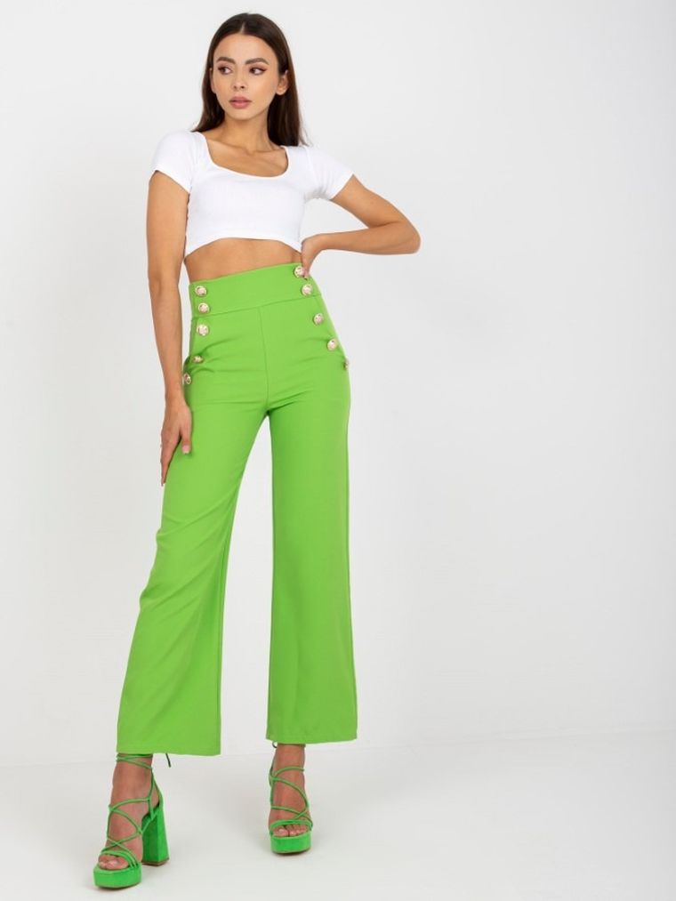 Spodnie materiałowe damskie, zielone, Italy Moda
